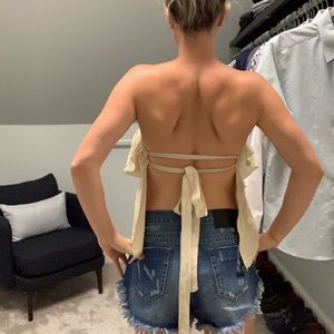 Strapless open back top